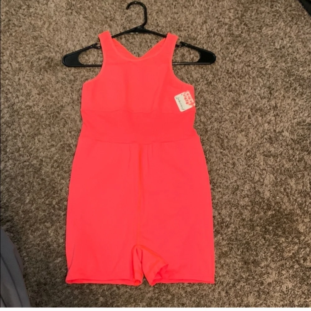 Free People Movement Every Single Time Runsie. NWTS Neon Coral sz M/L